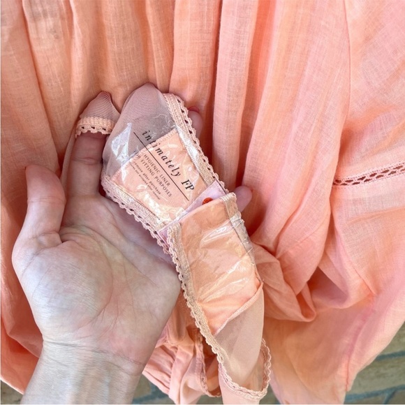 Free People Sundown Balloon Sleeve Bodysuit NWT S Peach Pink Orange Long Sleeve - Picture 5 of 7